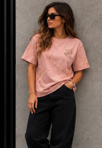 T-shirt Spider rose IA ROYALE : porté de face