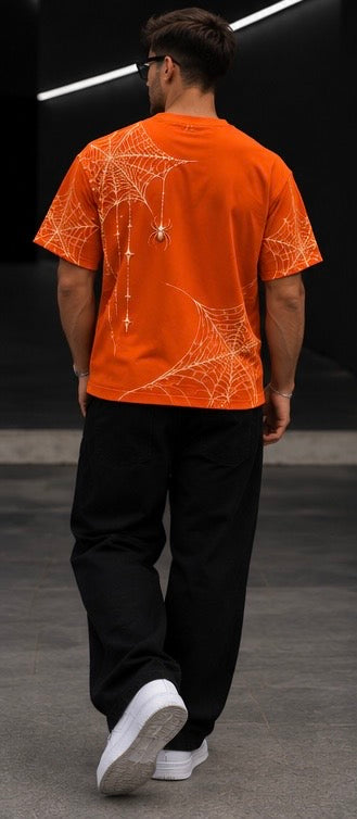 T-shirt Spider orange IA ROYALE : porté de dos